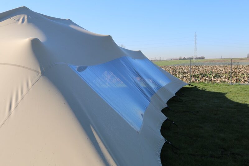 Bonga  Marketbase mini stretchtent met panoramisch raam Triflexx doublecoated (560 g/m²) set - 5x10m