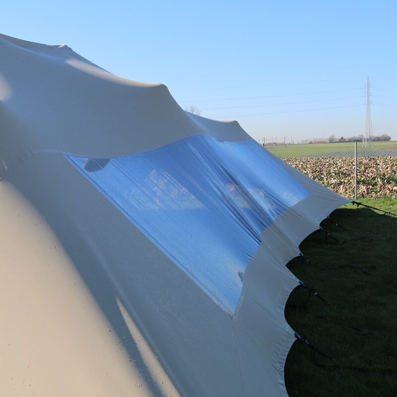 Bonga Marketbase mini stretchtent met panoramisch raam Triflexx doublecoated (560 g/m²) set - 5x15m
