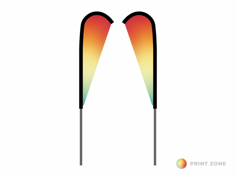Teardrop vlag Marketbase  dubbelzijdig met mast en draagtas - medium vlag / large mast