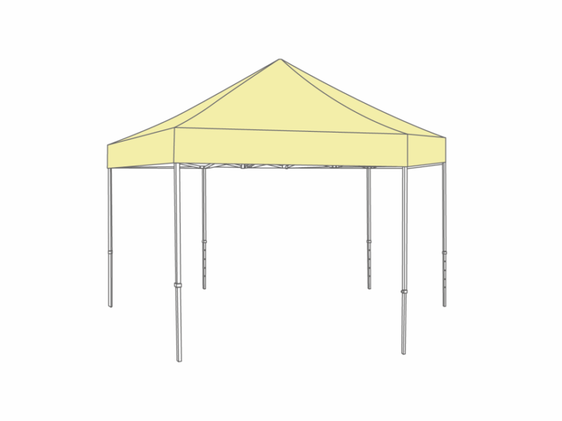 Flexxum Vouwtent  Marketbase aluminium frame met dakzeil - hex 6m - Polyester