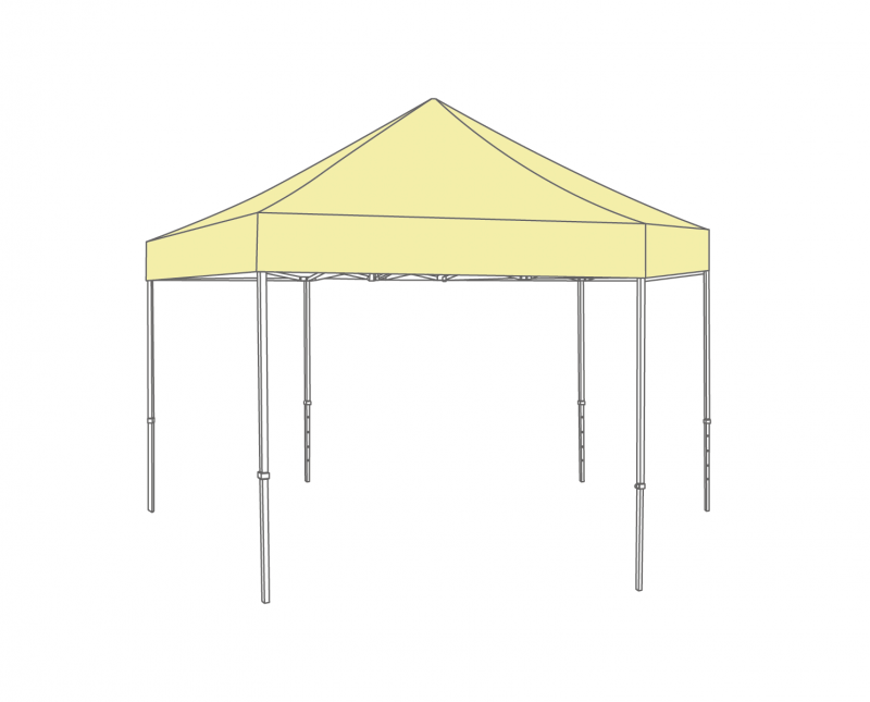 Flexxum Vouwtent  Marketbase aluminium frame met dakzeil - hex 6m - Polyester